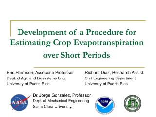 Development of a Procedure for Estimating Crop Evapotranspiration over Short Periods