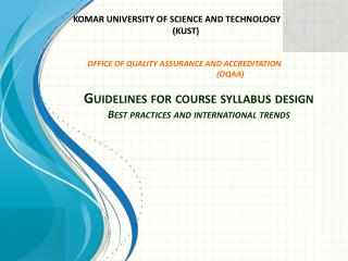 Guidelines for course syllabus design Best practices and international trends
