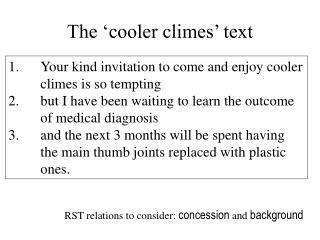 The ‘cooler climes’ text