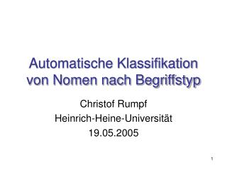 Automatische Klassifikation von Nomen nach Begriffstyp