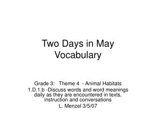 Two Days in May Vocabulary
