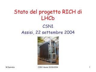 Stato del progetto RICH di LHCb