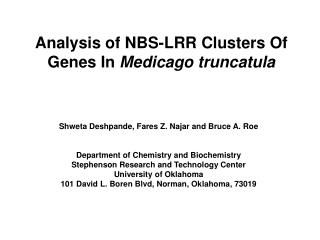 Analysis of NBS-LRR Clusters Of Genes In Medicago truncatula