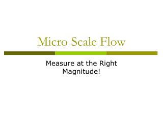 Micro Scale Flow