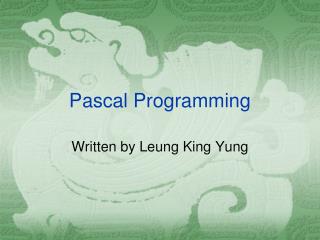 Pascal Programming