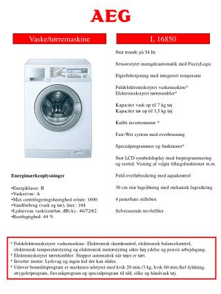 Vaske/tørremaskine