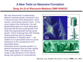 A New Twist on Nanowire Formation Song Jin (U of Wisconsin-Madison) DMR 0548232