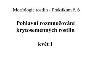 Morfologie rostlin - Praktikum č. 6 Pohlavní rozmnožování