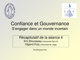 Confiance et Gouvernance S’engager dans un monde incertain