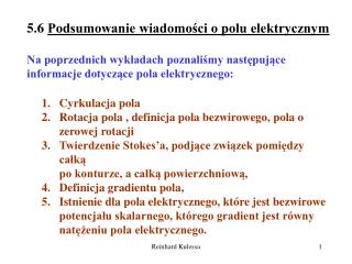 5.6 Podsumowanie wiadomości o polu elektrycznym