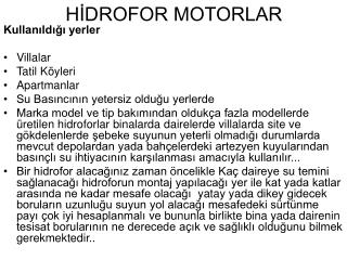 HİDROFOR MOTORLAR