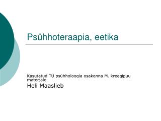 Psühhoteraapia, eetika