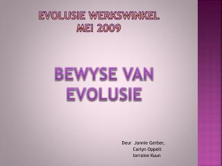 EVOLUSIE WERKSWINKEL MEI 2009