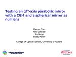 Testing an off-axis parabolic mirror with a CGH and a spherical mirror as null lens