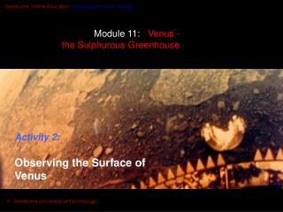 Module 11: Venus - the Sulphurous Greenhouse