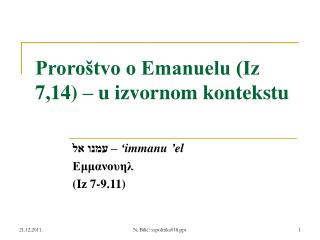 Proroštvo o Emanuelu (Iz 7,14) – u izvornom kontekstu