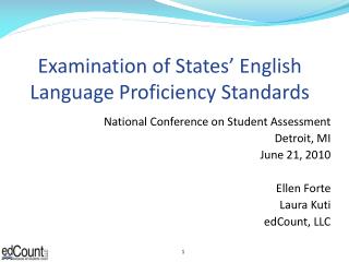 Examination of States’ English Language Proficiency Standards