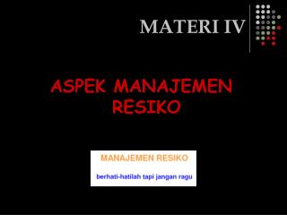 MATERI I V