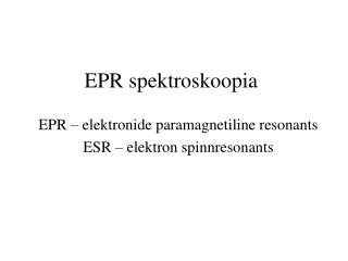 EPR spektroskoopia