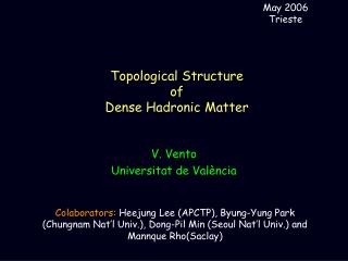 Topological Structure of Dense Hadronic Matter