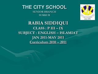 THE CITY SCHOOL SENIOR BRANCH SUKKUR