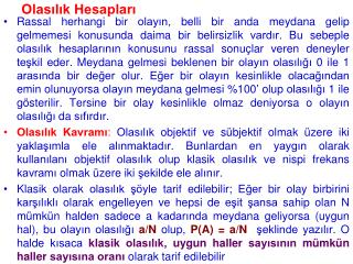 Olasılık Hesapları