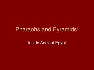 Pharaohs and Pyramids!