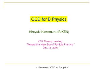 QCD for B Physics