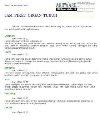 Subject: Jam Piket Organ Tubuh