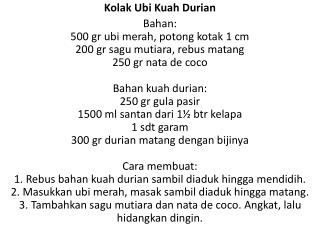 Kolak Ubi Kuah Durian