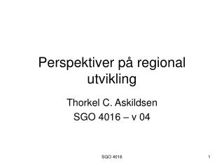 Perspektiver på regional utvikling