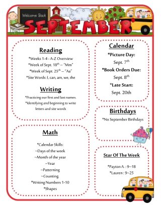 Reading *Weeks 1-4 - A-Z Overview *Week of Sept. 18 th – “Mm” *Week of Sept. 25 th – “Aa”