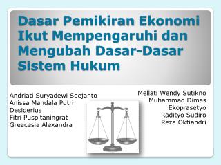 Dasar Pemikiran Ekonomi Ikut Mempengaruhi dan Mengubah Dasar-Dasar Sistem Hukum