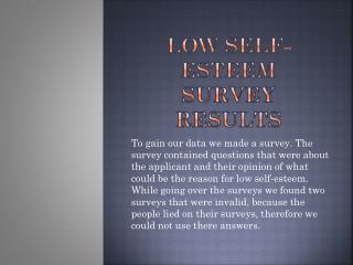 Low Self-esteem survey results