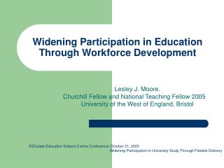 Widening Participation in Education Through Workforce Development