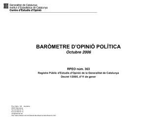 BARÒMETRE D’OPINIÓ POLÍTICA Octubre 2006