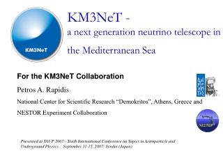 KM3NeT - a next generation neutrino telescope in the Mediterranean Sea