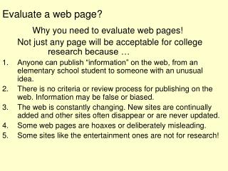 Evaluate a web page?