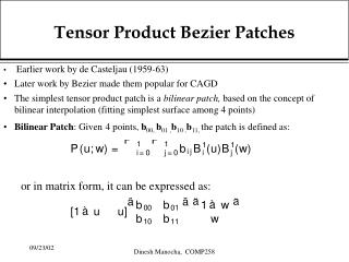 Tensor Product Bezier Patches
