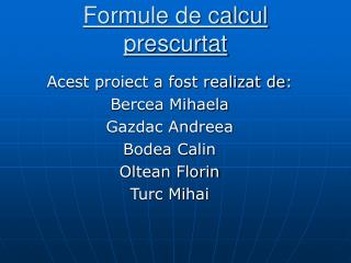 Formule de calcul prescurtat