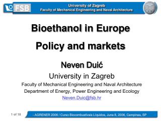 University of Zagreb Faculty of Mechanical Engineering and Naval Architecture