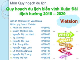 Môn Quy hoạch du lịch