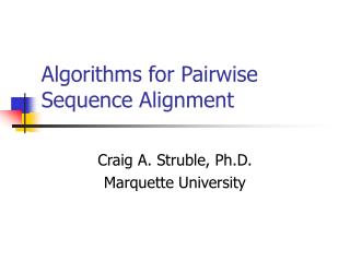 Algorithms for Pairwise Sequence Alignment