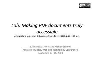 12th Annual Accessing Higher Ground Accessible Media, Web and Technology Conference