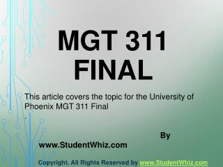MGT 311 Final Exam