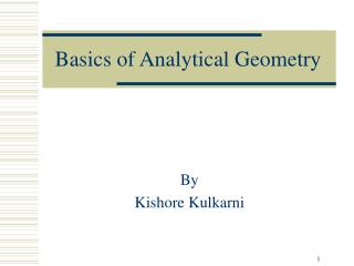 Basics of Analytical Geometry