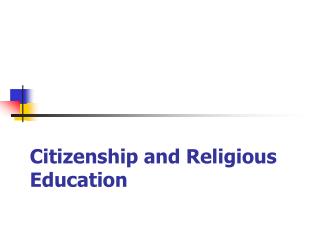 Citizenship and Religious Education