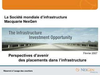 La Société mondiale d’infrastructure Macquarie NexGen