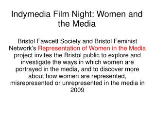 Indymedia Film Night: Women and the Media