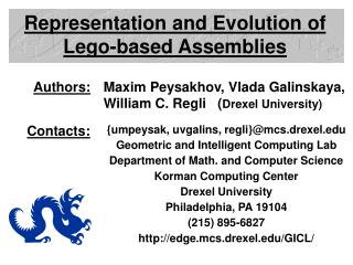 Representation and Evolution of Lego-based Assemblies